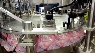 Stand up bag liquid detergent packing machine rotary filler cap screwing doypack machinery