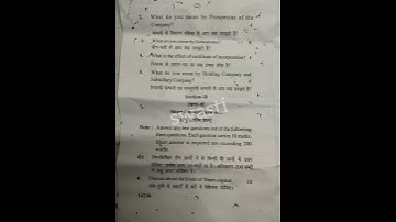 Company Law Question Paper 2023 | LLB, BALLB, B.Com