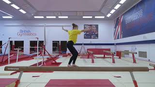 Straight jump with half turn on a beam
