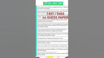 Aiou code 1431 Guess paper ICT | ICT 5403 Guess paper | AIOU | BA | BCOM | BED | BS