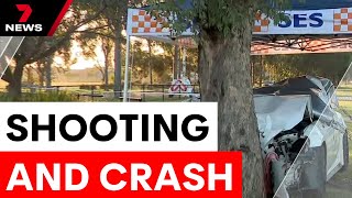 Manhunt underway after shooting and car crash in melbourne | 7NEWS