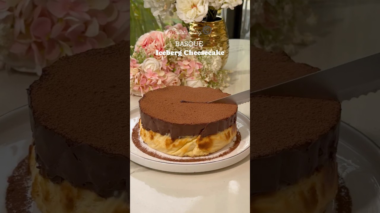 Trending Basque Iceberg Cheesecake🧡 #recipe  #cheesecake #homemade #easy #shorts