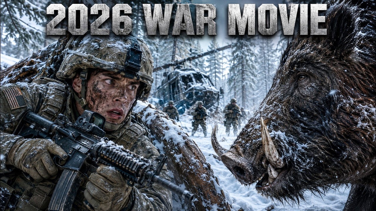 2026 War Movie | Giant 300-Pound Boar Attacks Rookie in Snow, Gunfire Draws US Army