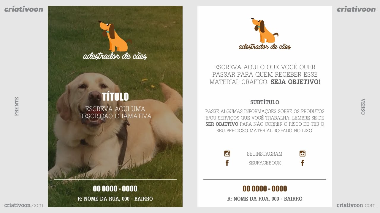 Flyer / panfleto adestrador de cães – grátis e vetor