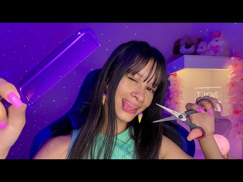 ASMR | CORTANDO AS PONTAS DO SEU CABELO+ hidratação