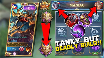 THEY SAID ALPHA IS USELESS??17 KILLS EZ MANIAC ONE SHOT BUILD BUT ALSO TANKY! BEST BUILD EMBLEM MLBB