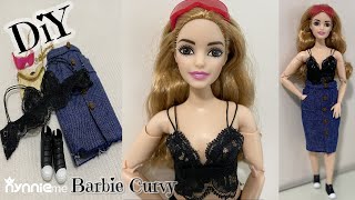 DIY & How to make clothes fashion summer outfits for Barbie Curvy | nynnie me