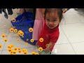 Dhahranmall babydress reddress kidshow baby shopping pushing her own cartpicking clothes alone