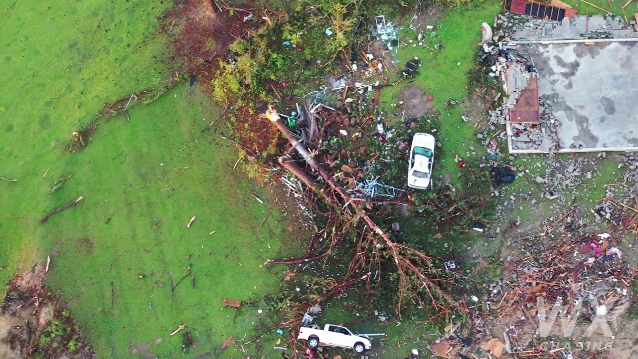 Bassfield, Ms Tornado damage aerail drone, Violent damage 4/12/2020