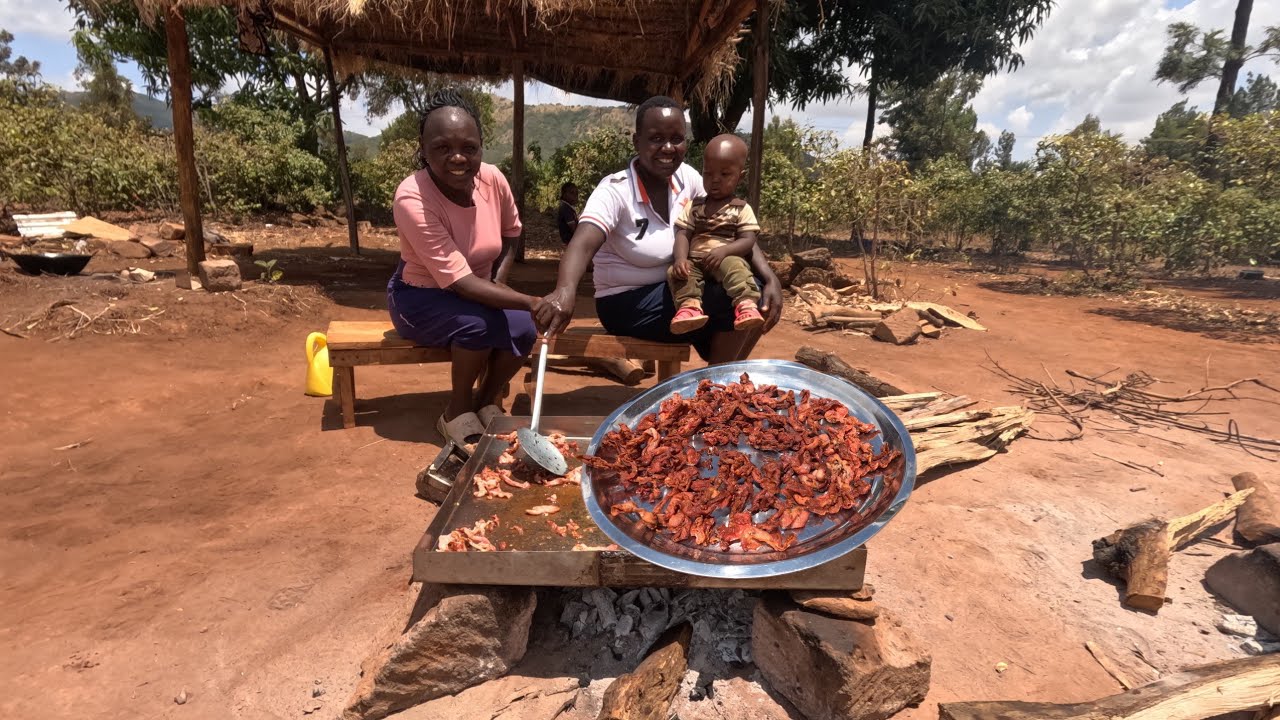Crispiest back Bacon you have never Seen, rice 🌾 and vegetables 🥬, village life Africa 