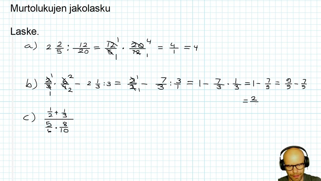 6.0 (xx) Murtolukujen jakolaskuja