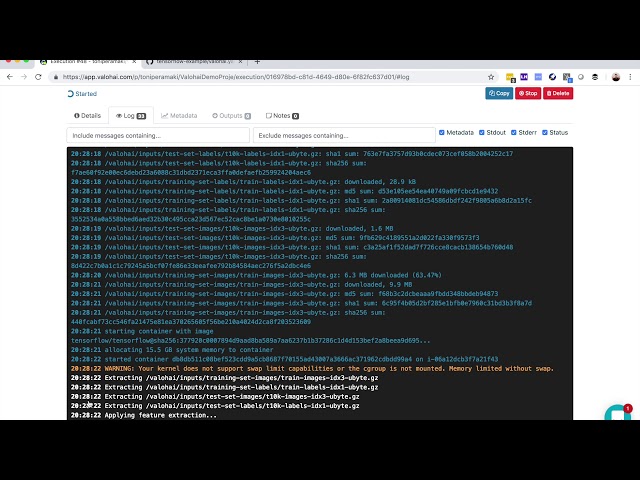 Valohai Tensorflow demo on MNIST leveraging SwifStack Data Management layer