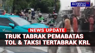 Download lagu Dua Insiden Laka Lantas, Truk Tabrak Pembatas dan Taksi Tabrakan KRL!