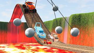 Lightning McQueen and Tow mater Escape from Monster shark Trap