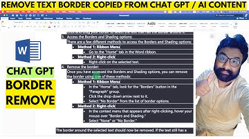 How to Remove Box Around Text in Word from ChatGPT Copied Text - chat gpt text border remove - Ai