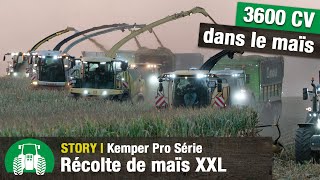 Récolte de maïs XXL : 3600 ch | 5 ensileuses | Série Kemper Pro | ETA Görries | John Deere