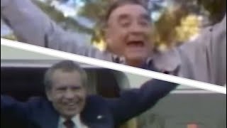 Nixon leaving the White House with music from the Seinfeld parody