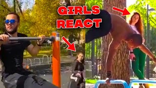 GIRLS REACTING TO CALISTHENICS - Street workout reactions - motivation - New clips