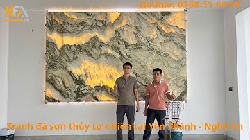 Lắp đặt bức tranh đá sơn thủy tự nhiên xuyên sáng tại Yên Thành - Nghệ An