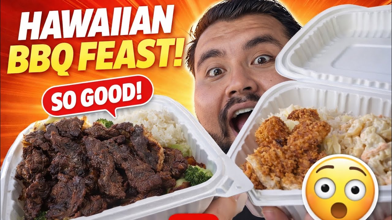 Picky eater grubbing on Hawaiian bbq 