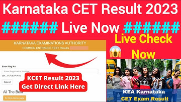 karnataka kcet result 2023 live check|kcet live result 2023|Karnataka kcet results 2023 Live Out Now