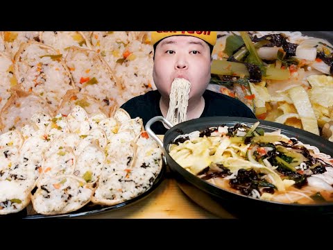 면이랑 밥이랑/시원한 열무냉국수 + 유부초밥 먹방/매일 요리하는 남자/korean cold noodles mukbang asmr/fried tofu sushi recipe