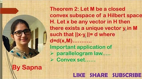 closed subspace M of Hilbert space contains unique vector such that ||x- y||=d , y is vector in M