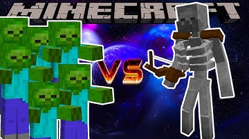 MUTANT SKELETON VS 100 ZOMBIES - MINECRAFT 1.16.5 (MOB BATTLE)