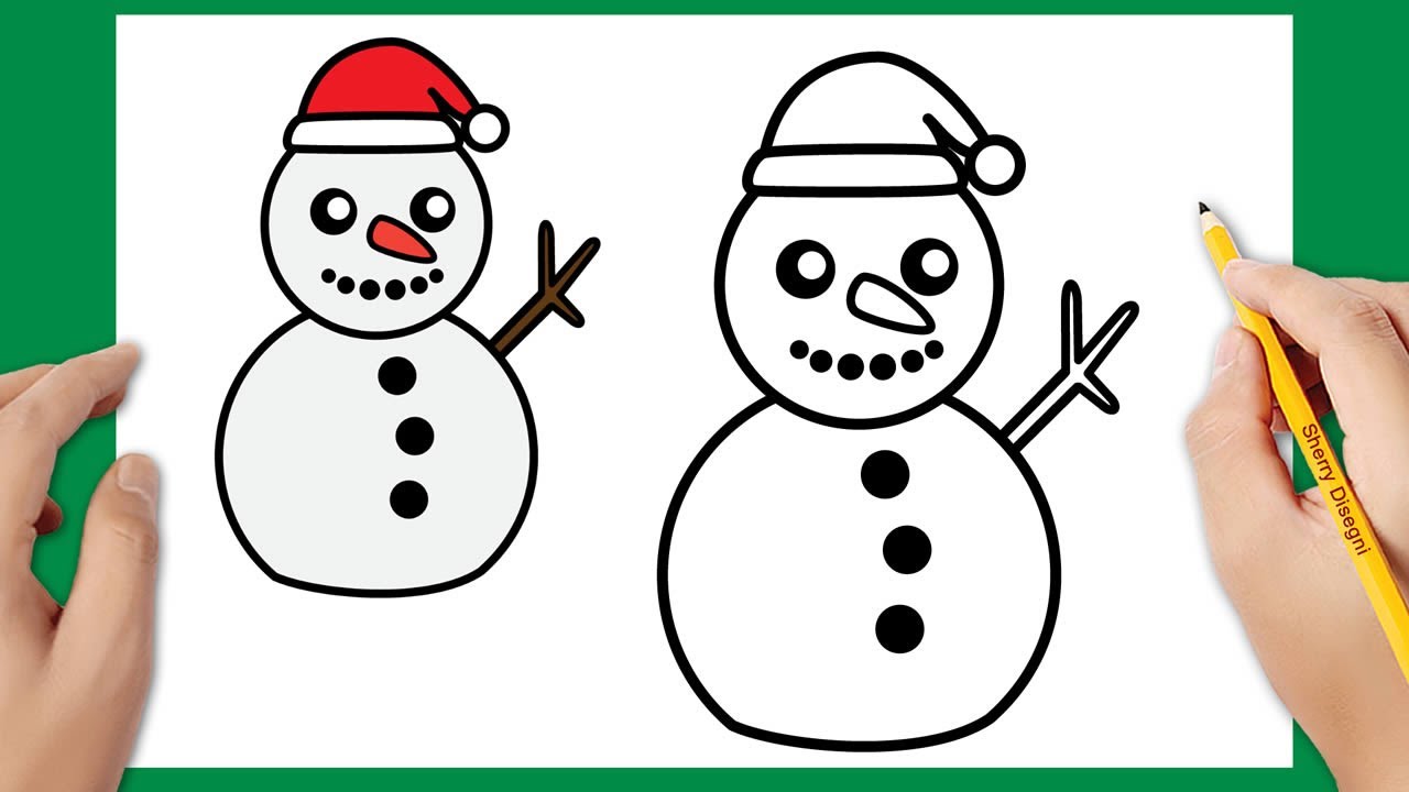 Come disegnare un pupazzo di neve | Disegno di Natale