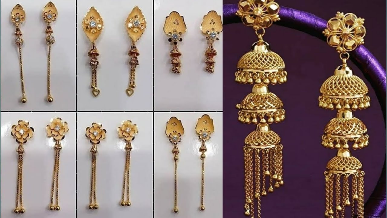 22Kt Plain Gold Earrings (2.230 gms)/ Gold Ear Studs | Mohan Jewellery