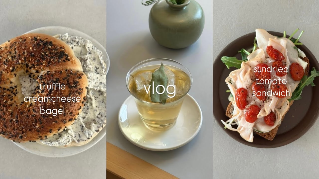 vlog. 샐러드와 샌드위치로 채운 일상, 가벼운 집밥 모음 / 트러플크림치즈, 선드라이 토마토 샌드위치🍅, 루꼴라 샐러드 🥙