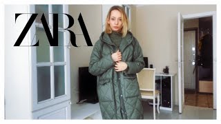 Стеганое пальто с капюшоном Zara- AliExpress