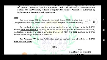 JKBOPEE AYUSH/BPT MERIT LIST FIRST ROUND ONLINE COUNSELING & ENTRANCE ENGINEERING (B.E) UPDATES J&K