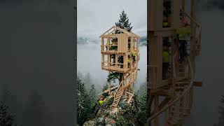 Building a Treehouse on a Cliff… Final Result is Unreal 😱🌲
