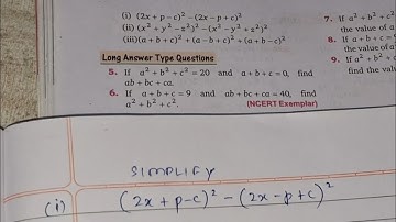 Simplify (a+b+c)² = a²+b²+c²+2ab+2bc+2ca 