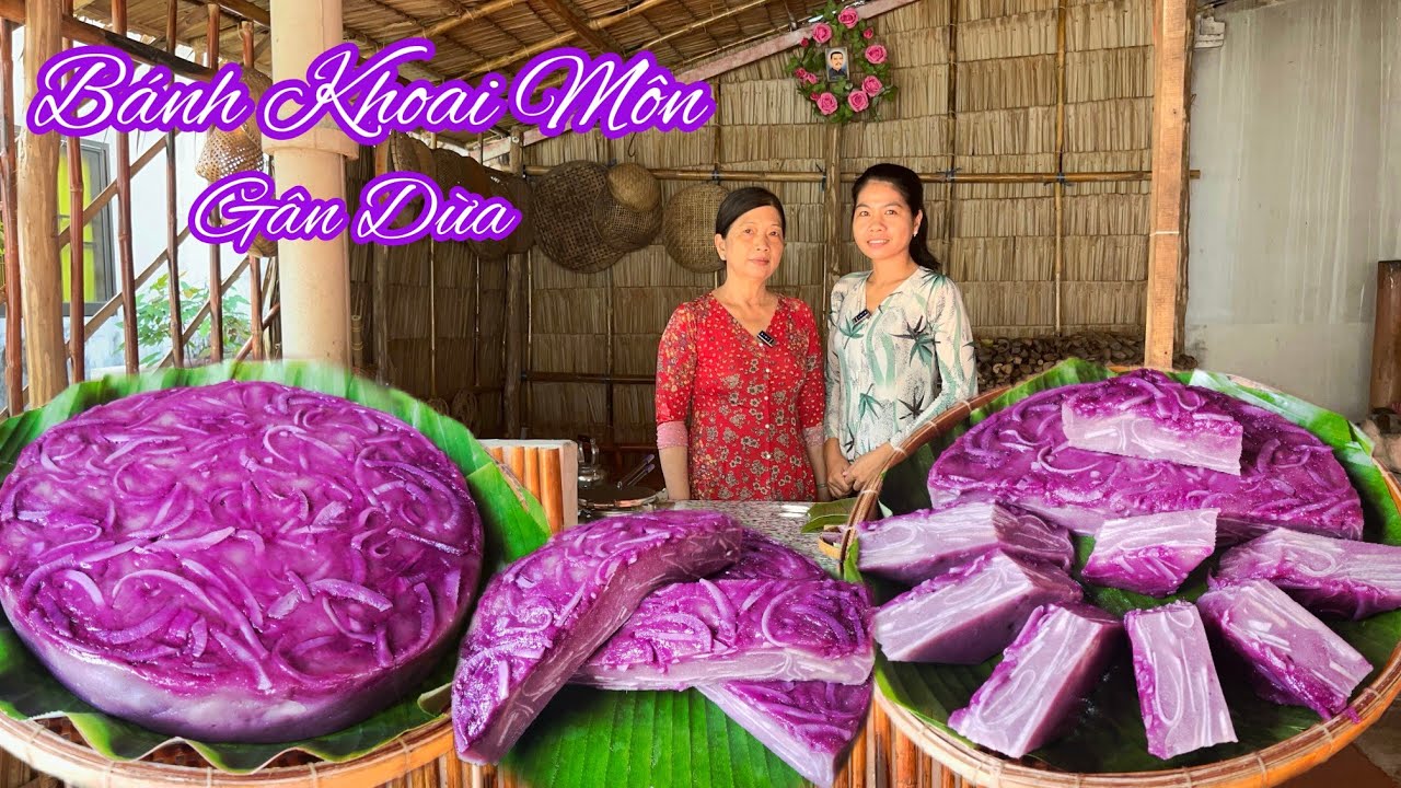 Cách làm BÁNH KHOAI MÔN GÂN DỪA dẻo béo thơm ngon màu sắc tự nhiên