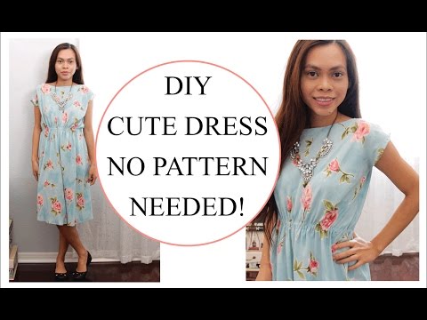 How to sew Dress without Pattern, Sewing project for Beginners