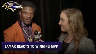 Lamar Jackson Reacts to Being Named MVP | Baltimore Ravens