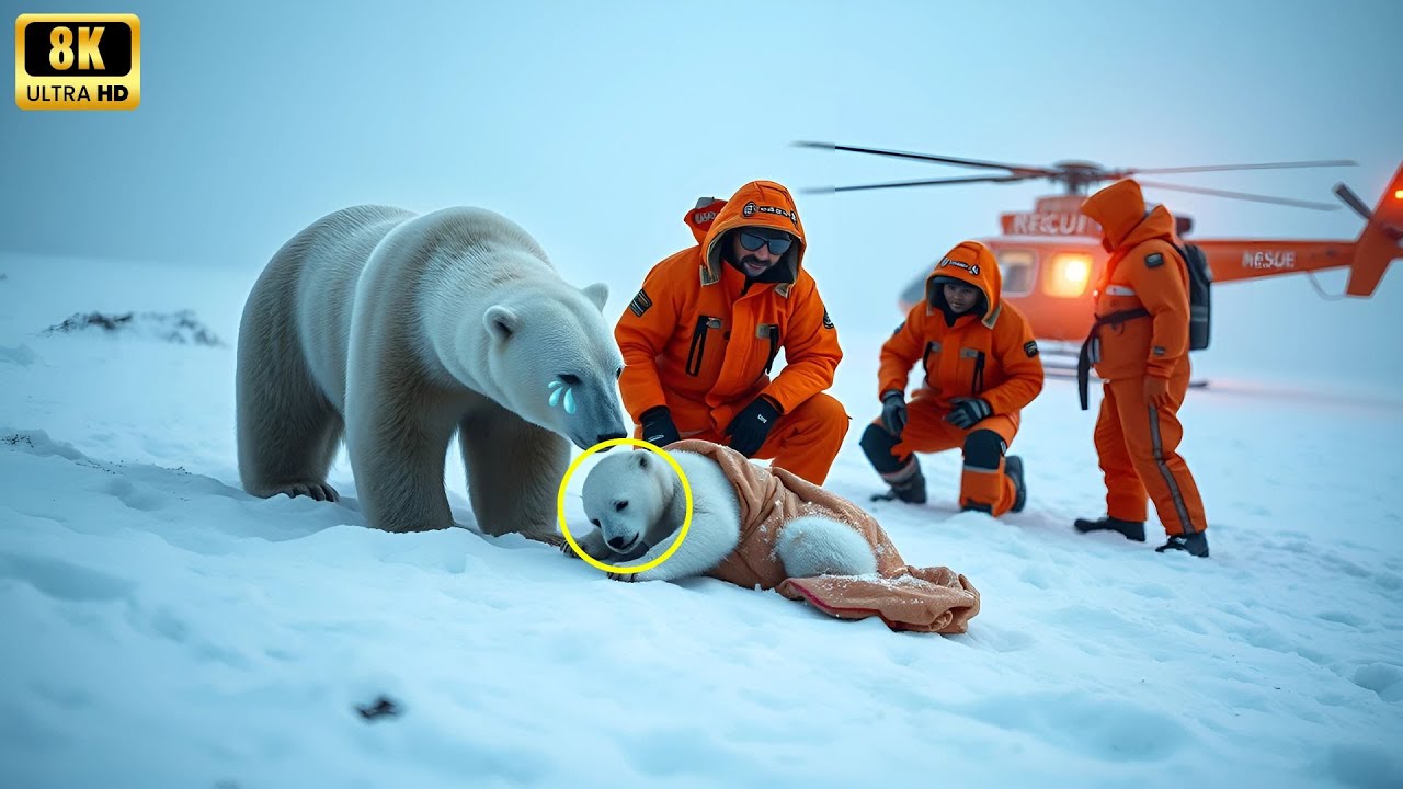 A Rescue Team Saves a Polar Bear Mother and Her Injured Cub in the ...