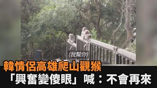 邊爬山邊看猴子愛台韓情侶「興奮變傻眼」　滿頭大汗嚇喊不會再來全民話燒