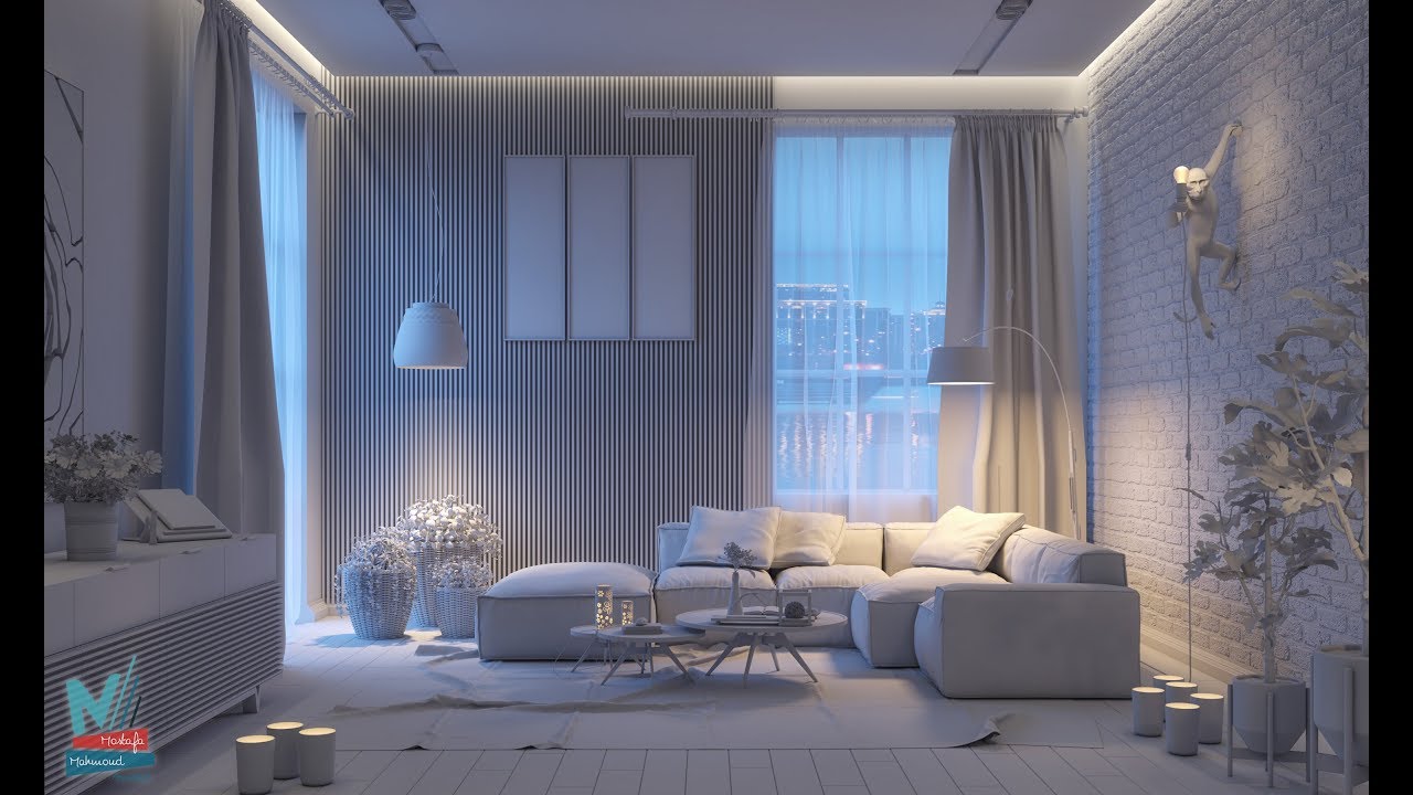 Interior Night lighting with V-Ray HDRI - YouTube