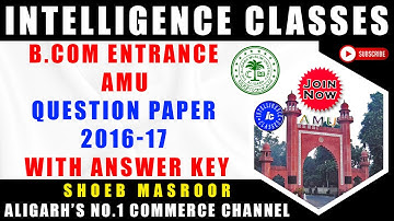 B.Com Entrance AMU Question Paper 2016-17 with Answer Key