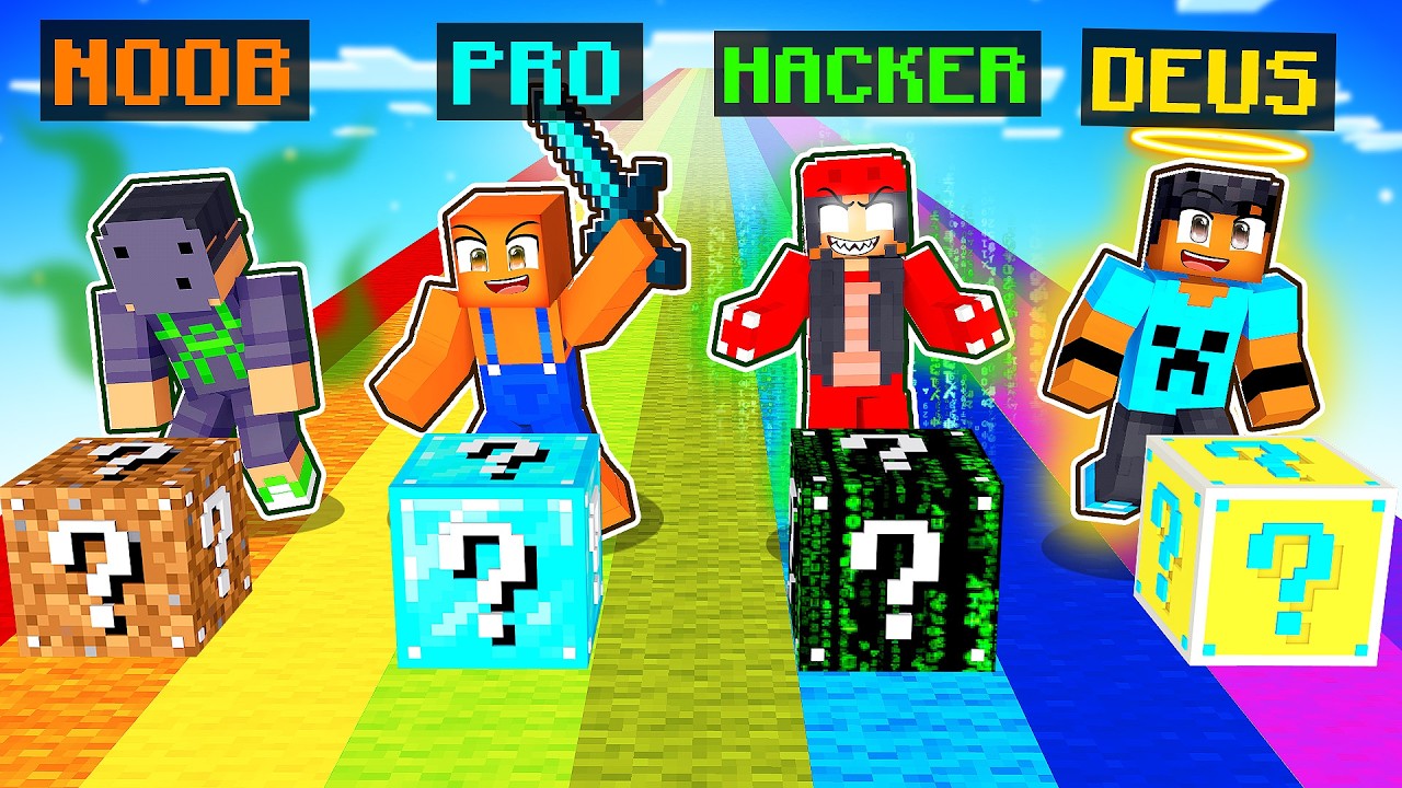 Lucky Blocks NOOB vs PRO vs HACKER vs DEUS no Minecraft