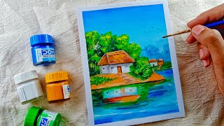 scenery village painting  #shorts