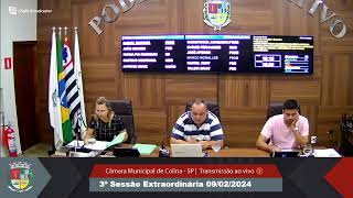 Câmara Municipal de Colina-SP - 3ª Sessão Extraordinária 09/02/2024