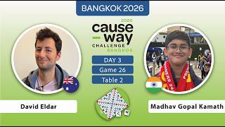 Scrabble's Causeway Challenge | David Eldar vs Madhav Gopal Kamath | Day 3 Table 2 Game 26