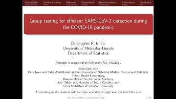 Group testing for SARS-CoV-2 detection during the COVID-19 pandemic - Seminar given for Stanford U.