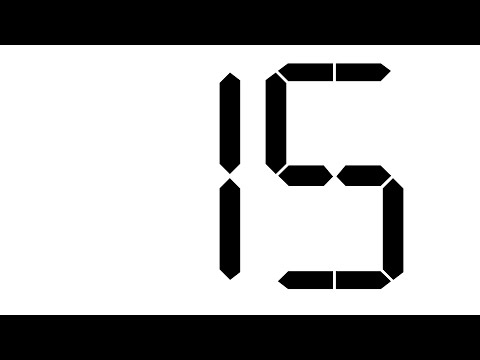 15 Second Countdown Timer | Black Digital Clock on White Background