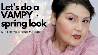 Let's do a softer vampy winter-to-spring makeup look | dark nude lips | soft glam & romantic makeup