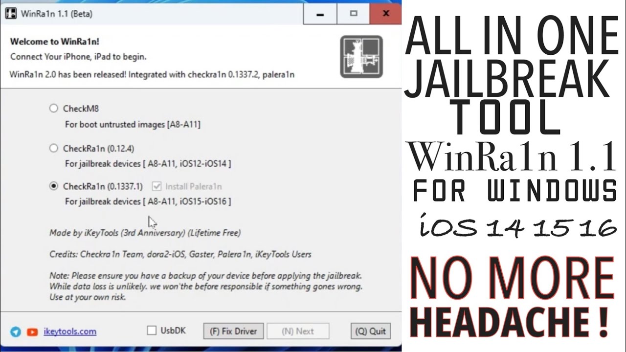 Iphone jailbreak tool winra1n 1 1 window jailbreak tool 2023 checkm8